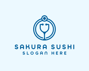 Blue Medical Stethoscope logo design