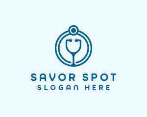 Blue Medical Stethoscope logo design