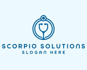 Blue Medical Stethoscope logo design