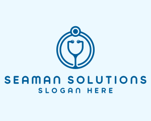 Blue Medical Stethoscope logo design