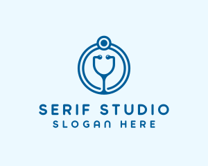 Blue Medical Stethoscope logo design