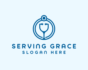 Blue Medical Stethoscope logo design