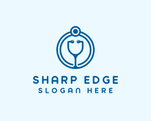 Blue Medical Stethoscope logo design