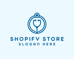 Blue Medical Stethoscope logo design