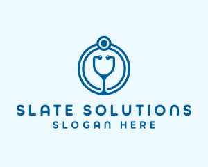 Blue Medical Stethoscope logo design