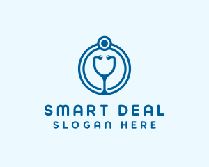 Blue Medical Stethoscope logo design