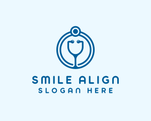 Blue Medical Stethoscope logo design