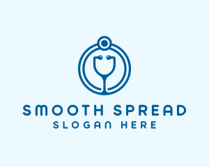 Blue Medical Stethoscope logo design