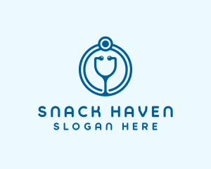 Blue Medical Stethoscope logo design