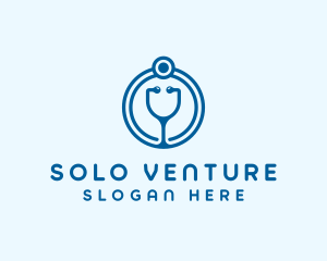 Blue Medical Stethoscope logo design