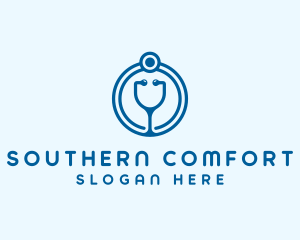 Blue Medical Stethoscope logo design