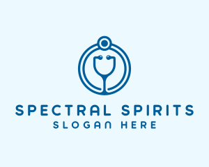 Blue Medical Stethoscope logo design