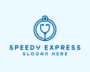 Blue Medical Stethoscope logo design