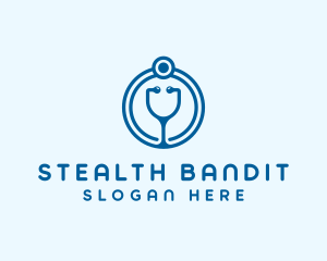 Blue Medical Stethoscope logo design