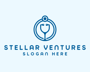 Blue Medical Stethoscope logo design