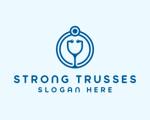 Blue Medical Stethoscope logo design