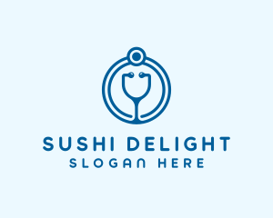 Blue Medical Stethoscope logo design