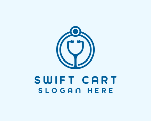 Blue Medical Stethoscope logo design