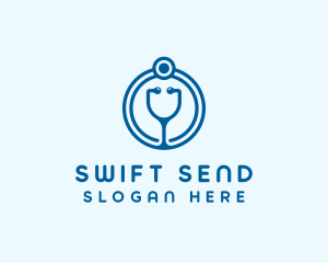 Blue Medical Stethoscope logo design