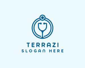 Blue Medical Stethoscope logo design