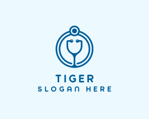 Blue Medical Stethoscope logo design