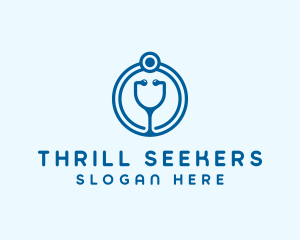 Blue Medical Stethoscope logo design