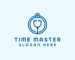 Blue Medical Stethoscope logo design