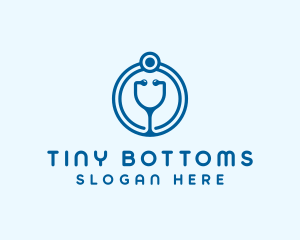 Blue Medical Stethoscope logo design