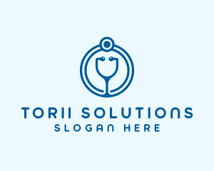 Blue Medical Stethoscope logo design