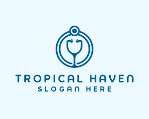 Blue Medical Stethoscope logo design