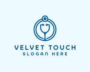 Blue Medical Stethoscope logo design