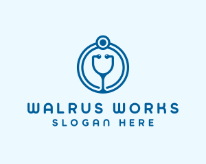 Blue Medical Stethoscope logo design