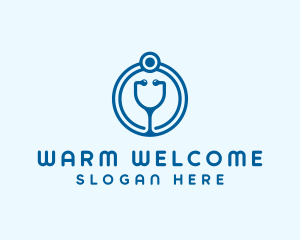 Blue Medical Stethoscope logo design