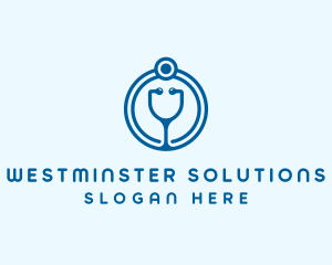 Blue Medical Stethoscope logo design