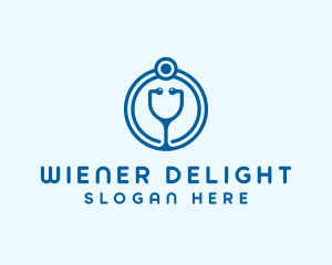 Blue Medical Stethoscope logo design