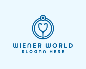 Blue Medical Stethoscope logo design