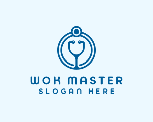 Blue Medical Stethoscope logo design