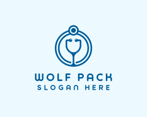 Blue Medical Stethoscope logo design