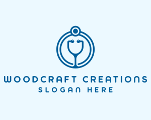 Blue Medical Stethoscope logo design