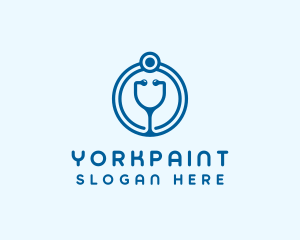 Blue Medical Stethoscope logo design