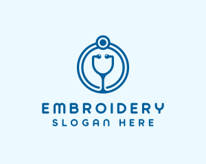 Blue Medical Stethoscope logo design