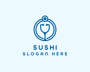 Blue Medical Stethoscope logo design