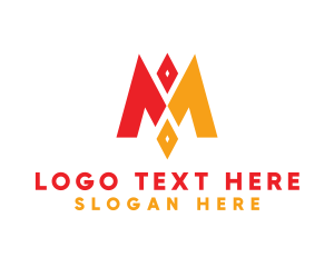Initial - Red Yellow M Diamond logo design