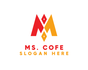 Red Yellow M Diamond logo design