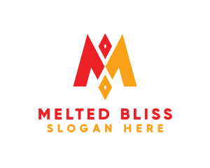 Red Yellow M Diamond logo design