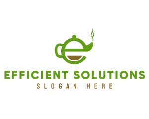 Tea Teapot Letter E logo design