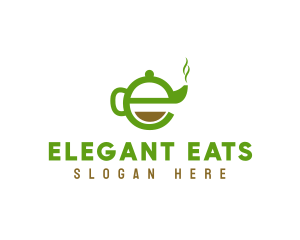 Tea Teapot Letter E logo design