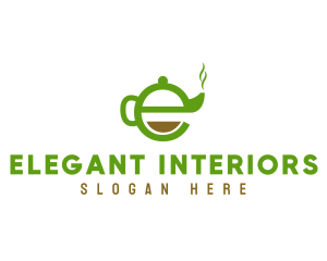 Tea Teapot Letter E logo design