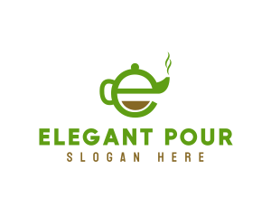 Tea Teapot Letter E logo design