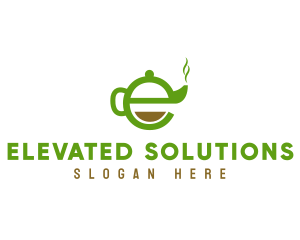 Tea Teapot Letter E logo design